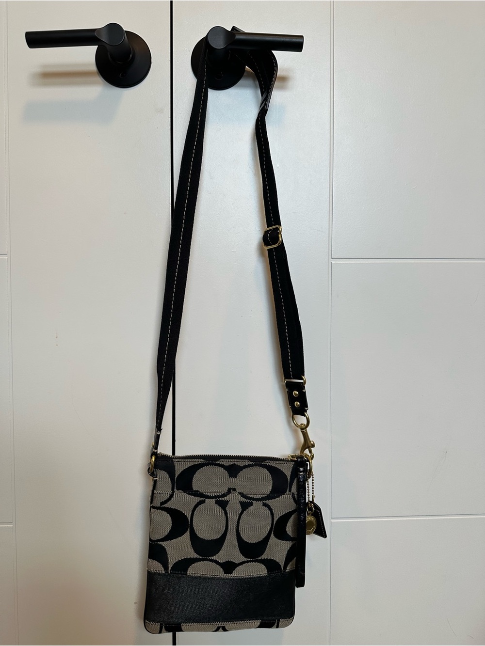 Coach Signature Small Crossbody Bag in Black/Gray